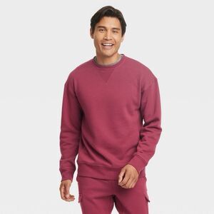 Men's Cotton Fleece Crewneck Sweatshirt - All in Motion™ Red S